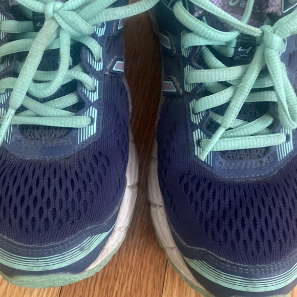 Asics Purple and Green Running Shoes - Picture 5 of 7
